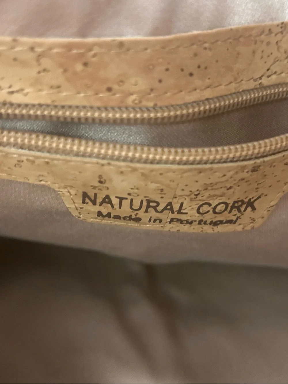 Bag Natural Cork Tote w/Black Front Pocket -Sustainable Everyday CarryA1 shape